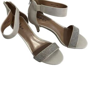Style & Co Heels Size 5.5 M Rhinestone Embellished Ankle Strap Kitten Heels